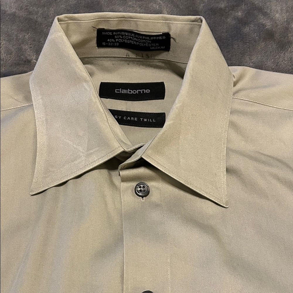 Claiborne Men's Light Tan Dress Shirt 15 32/33